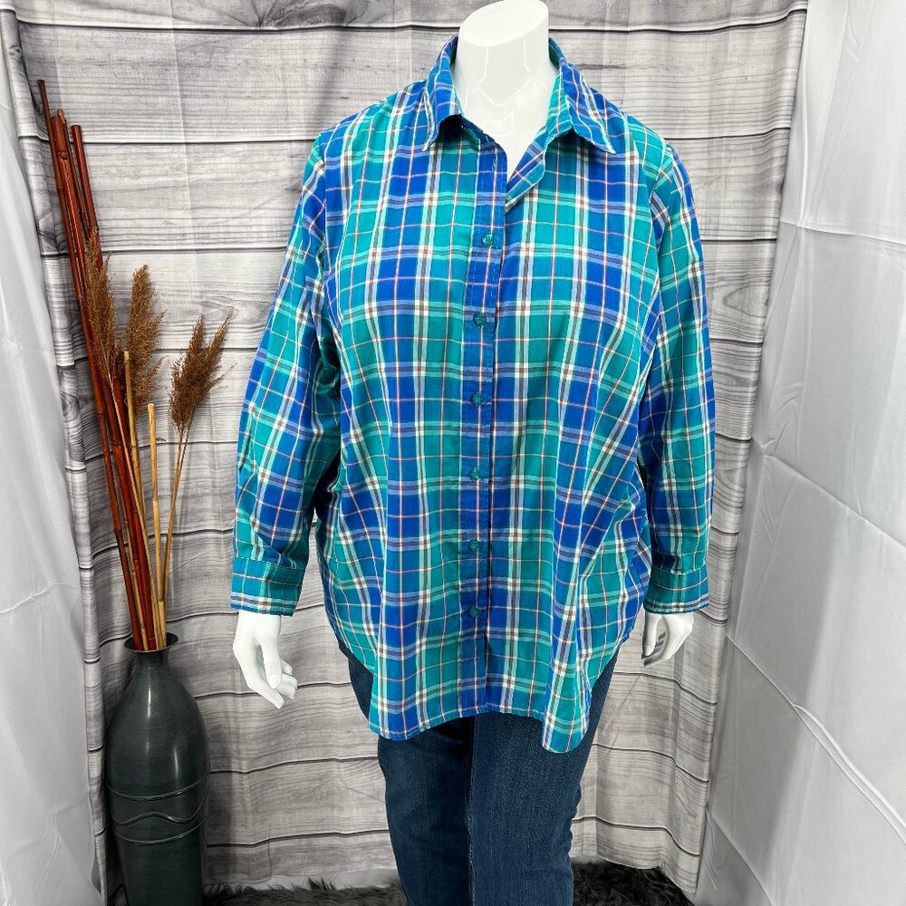 Woman Within Plaid Button-Down Shirt – Size 2X